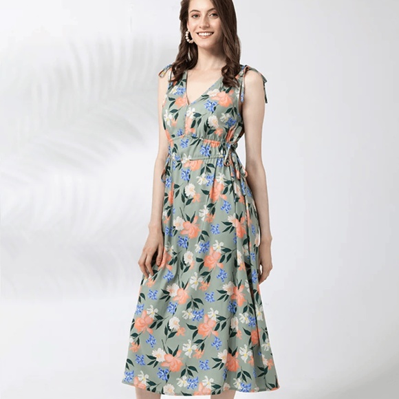 Frye Drawstring V Neck Dress - Picture 1 of 3